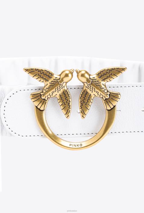 Gürtel | Pinko weiß-antikgold Love Birds-Gürtel mit RaffungZ4ZP976