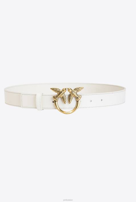 Gürtel | Pinko weiß-antikgold Love Birds-LedergürtelZ4ZP1042