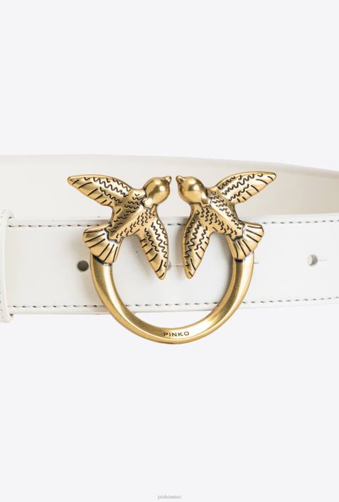 Gürtel | Pinko weiß-antikgold Love Birds-LedergürtelZ4ZP1042