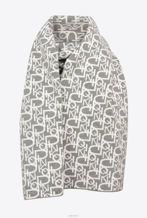 Schals | Pinko grau weiß Monogramm-SchalZ4ZP1270