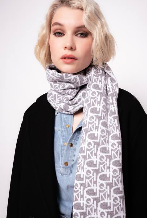 Schals | Pinko grau weiß Monogramm-SchalZ4ZP1270