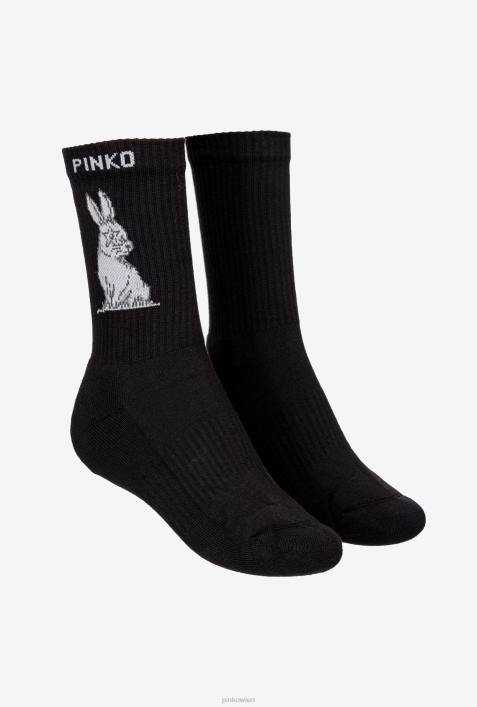 Socken | Pinko Schwarz-Weiss Sportliche Jacquard-HasensockenZ4ZP1275