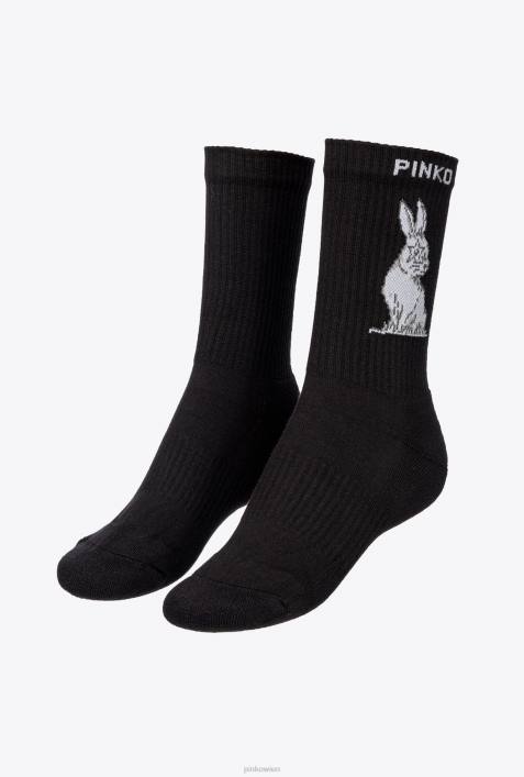 Socken | Pinko Schwarz-Weiss Sportliche Jacquard-HasensockenZ4ZP1275