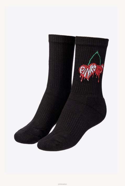 Socken | Pinko multi. Schwarz Rot Sportliche Jacquard-KirschsockenZ4ZP1274